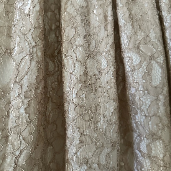 Francesca’s NWT Cream lace pleated lace mini skirt with satin waist, size small - Picture 2 of 5